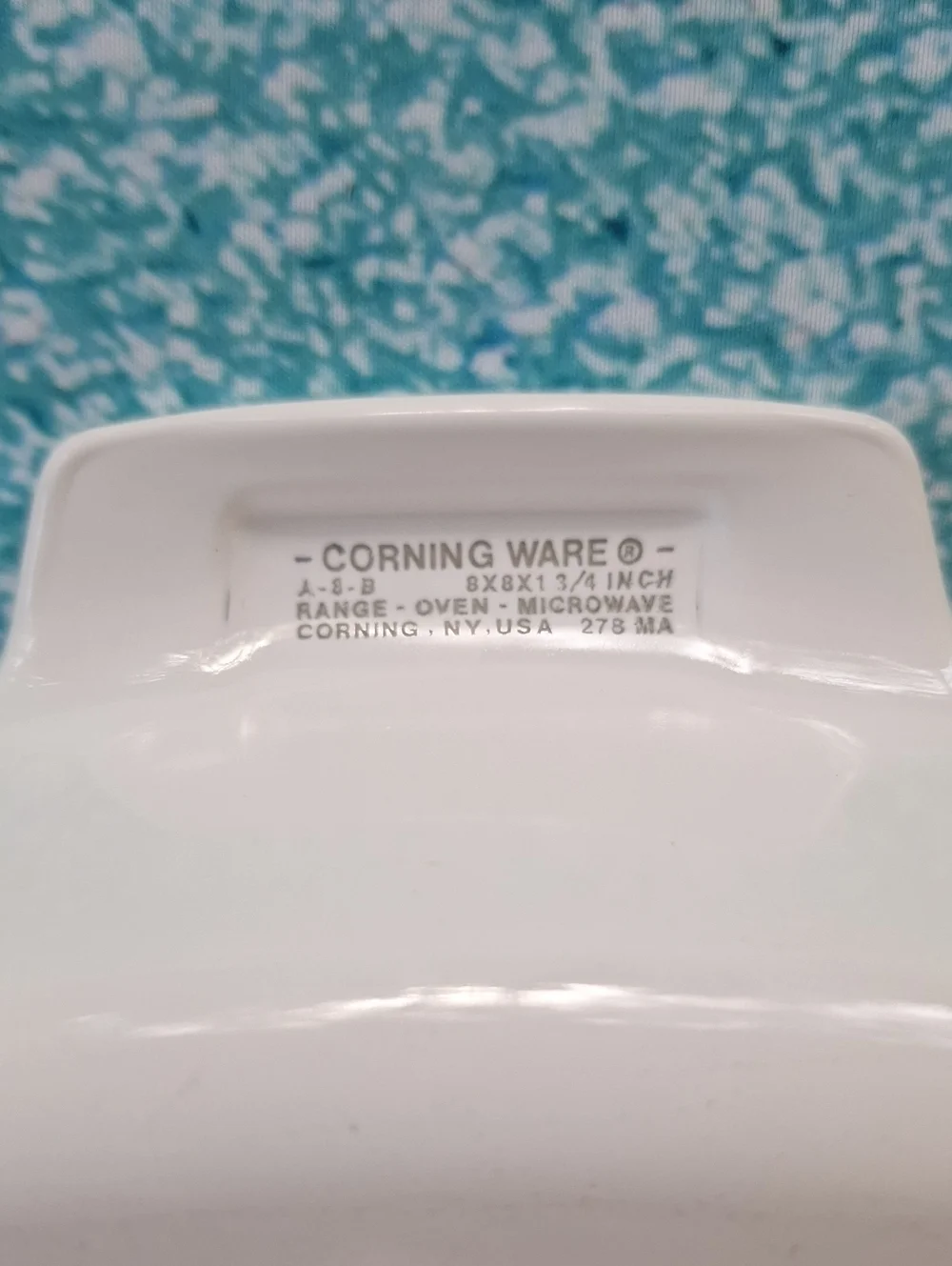 Corningware White Casserole with Harvest Vegetable Motif and Clear Lid